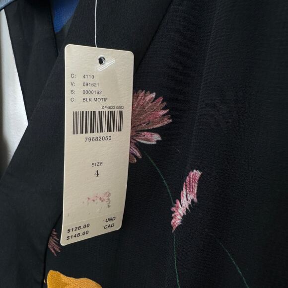 Anthropologie Maeve Floral Chiffon Blouse Open Back Tunic Cottagecore US 4 NWT - Picture 9 of 16